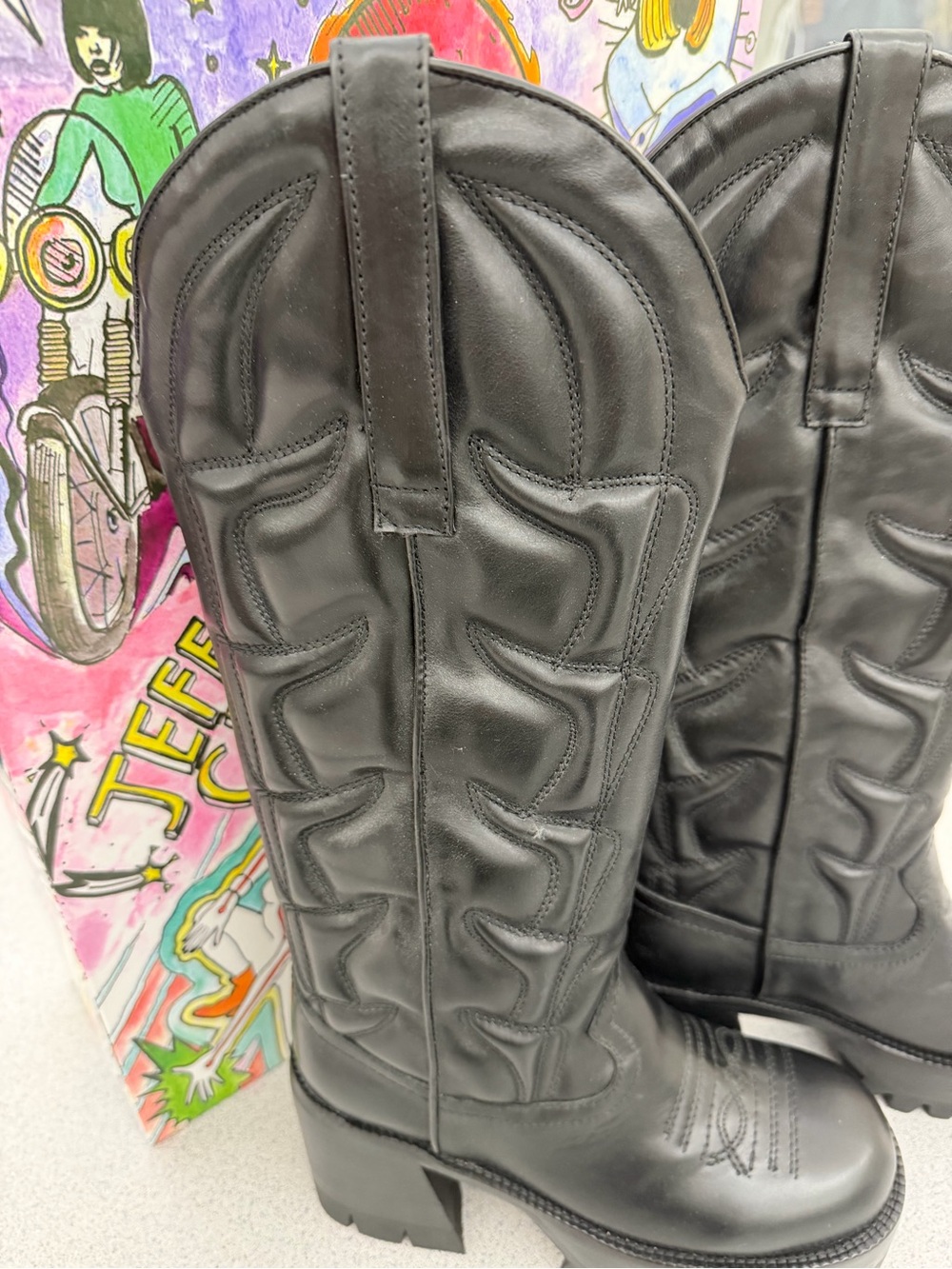 NIB Jeffrey Campbell Honky Tonk chunky cowboy boots. - Picture 12 of 12